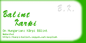 balint karpi business card